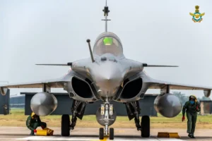 IAF Dassault Rafale fighter jet equipped with Meteor missiles.